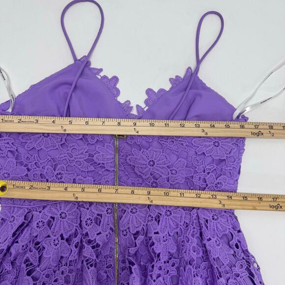 Donna Morgan Lavender Lace Dress Straps Lavender US 8 Romantic Babydoll Brunch - Picture 6 of 11